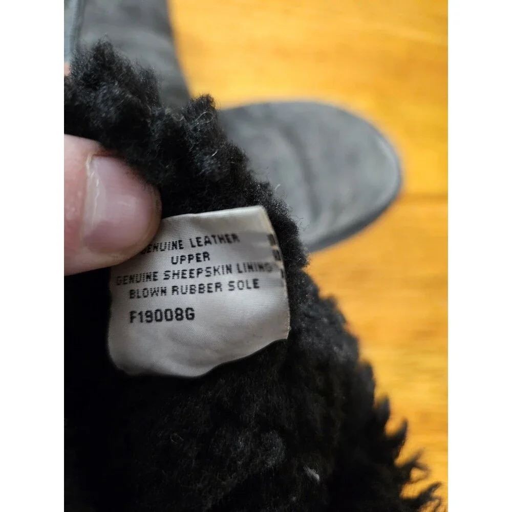 UGG Australia Boots Women's Classic Tall Boots Black Size 7 Leather Sheepskin - Picture 13 of 14